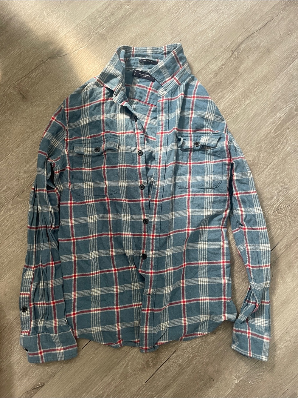 Lucky Brand Blue Plaid Button-Down Shirt with Red & White Windowpane